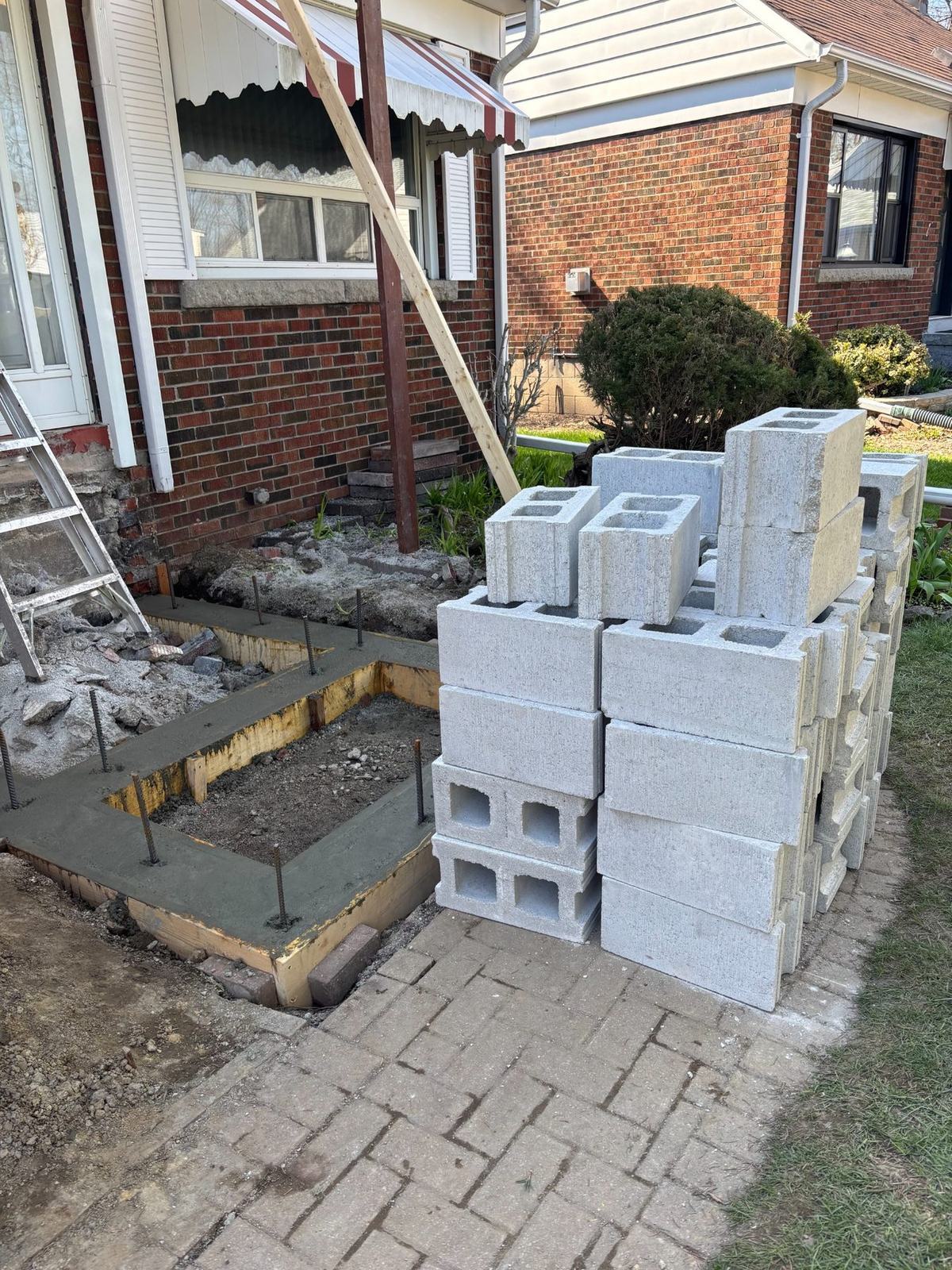 Block materials and front entry base