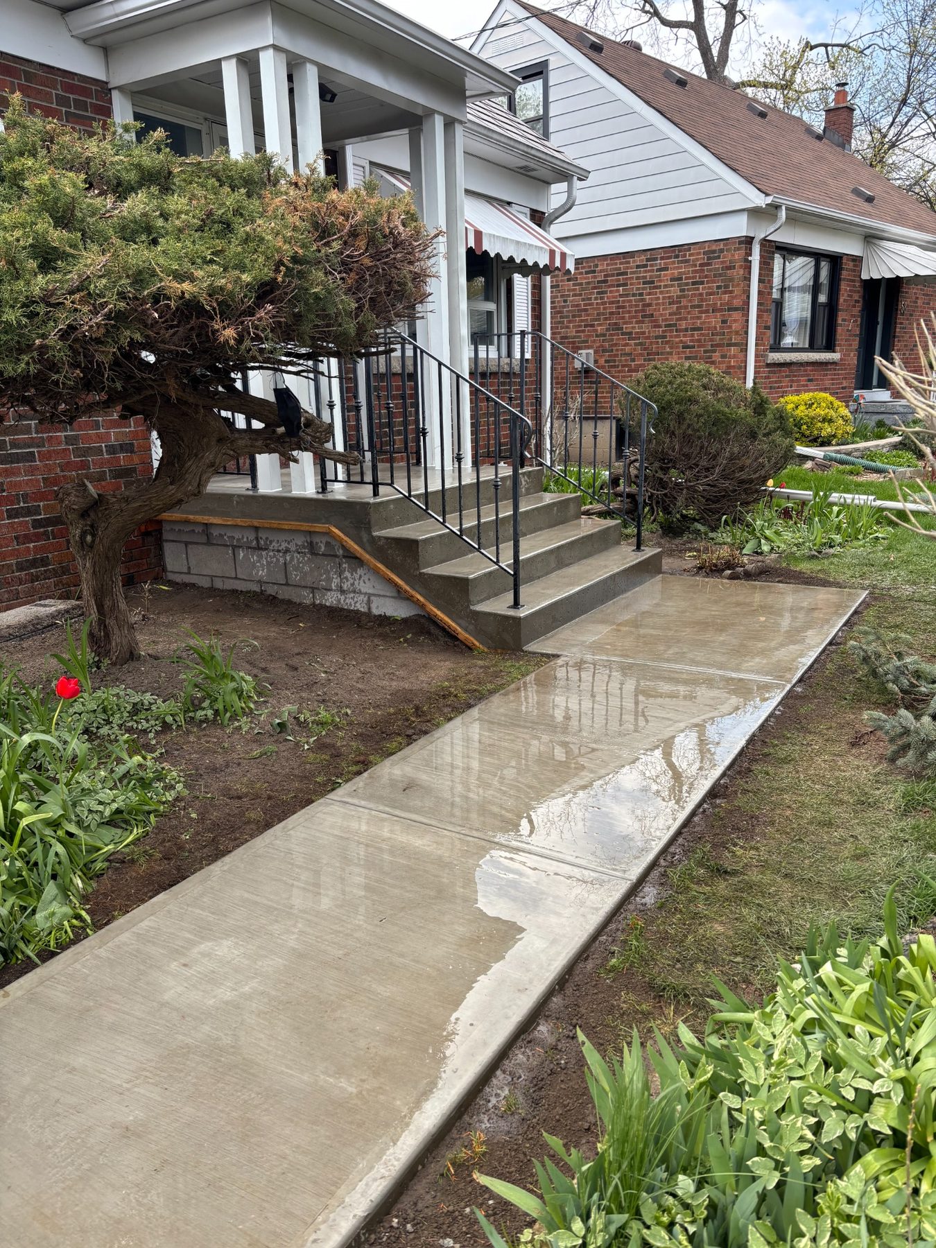 Finished concrete walkway angle