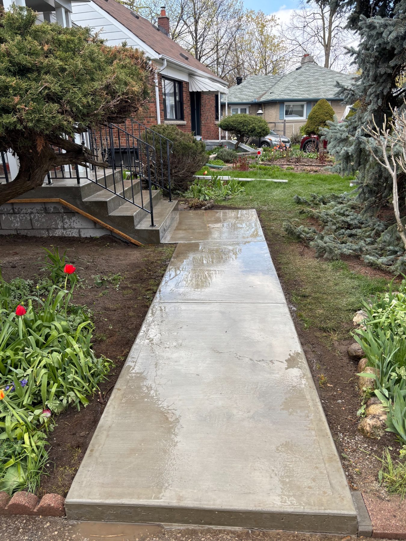 Finished concrete walkway long view