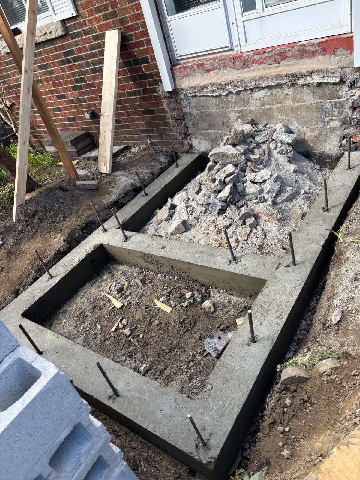 Footing and walkway after concrete pour