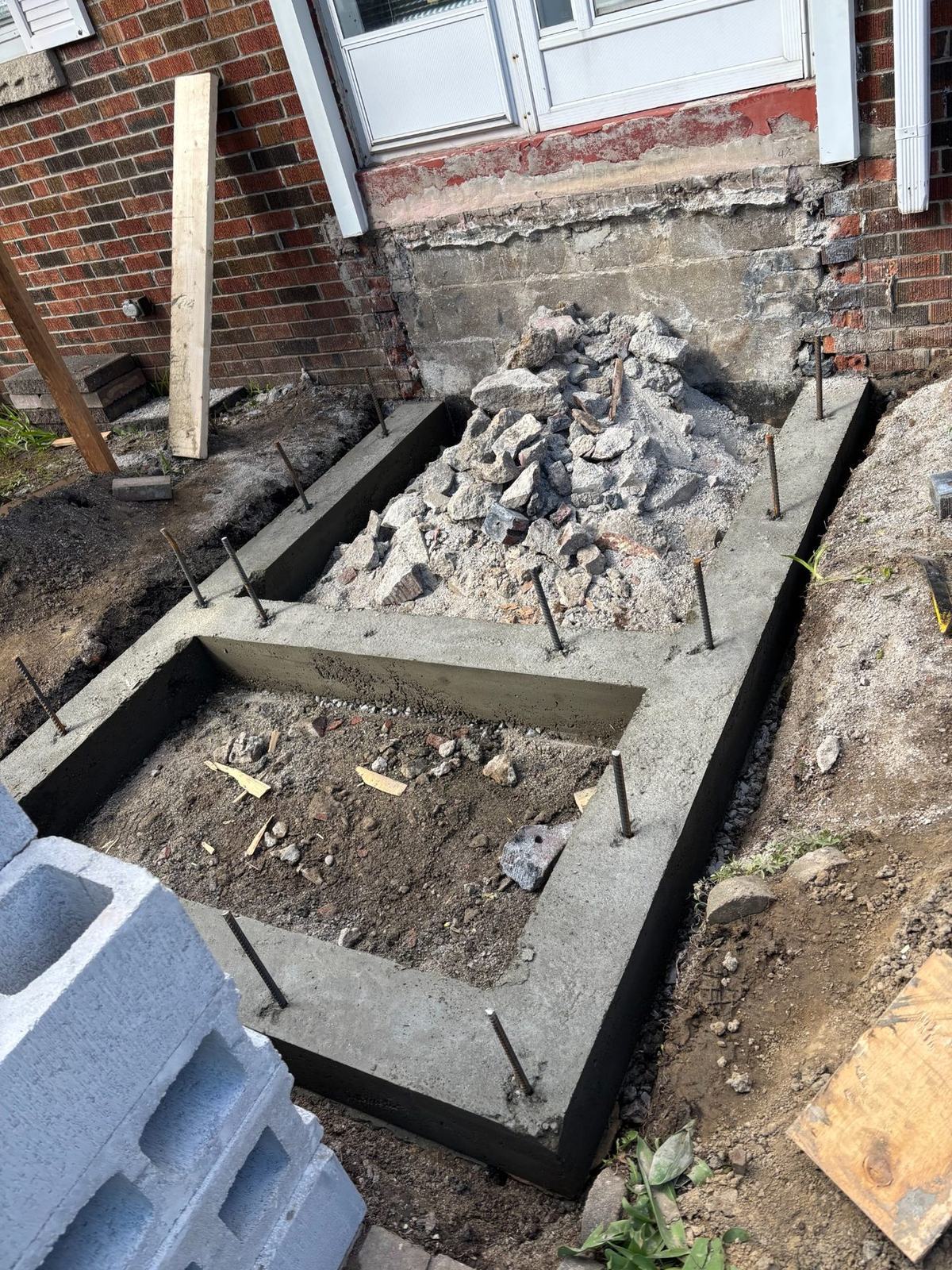 Concrete footing after pour