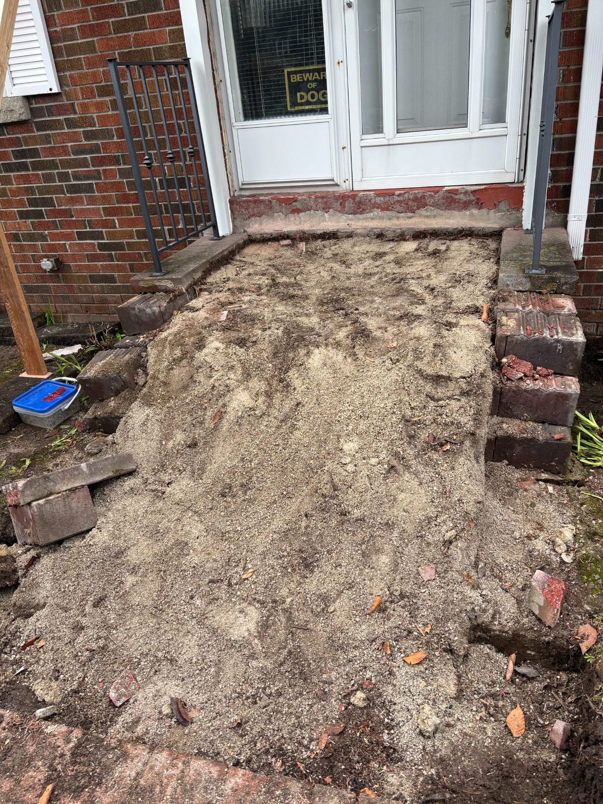Front entrance preparation before forming and footing work