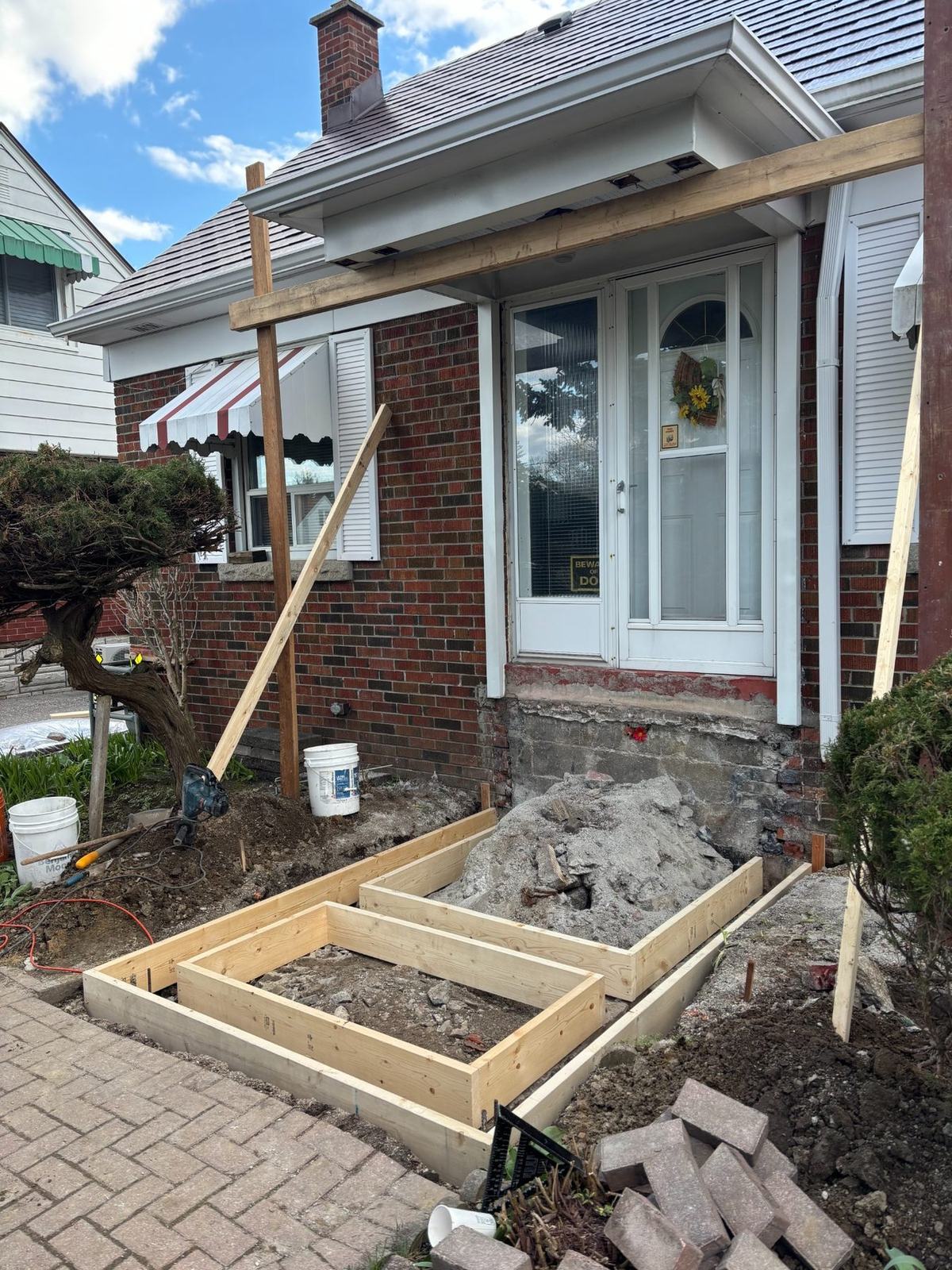 Front entrance concrete preparation