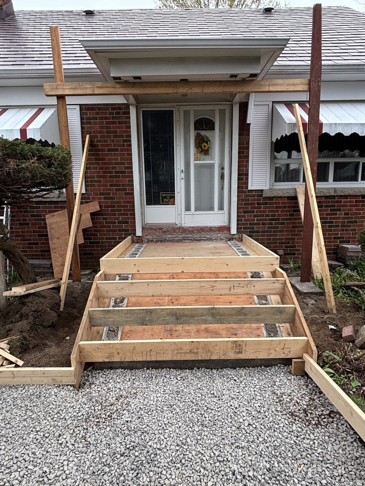 Stair forming front view with rebar