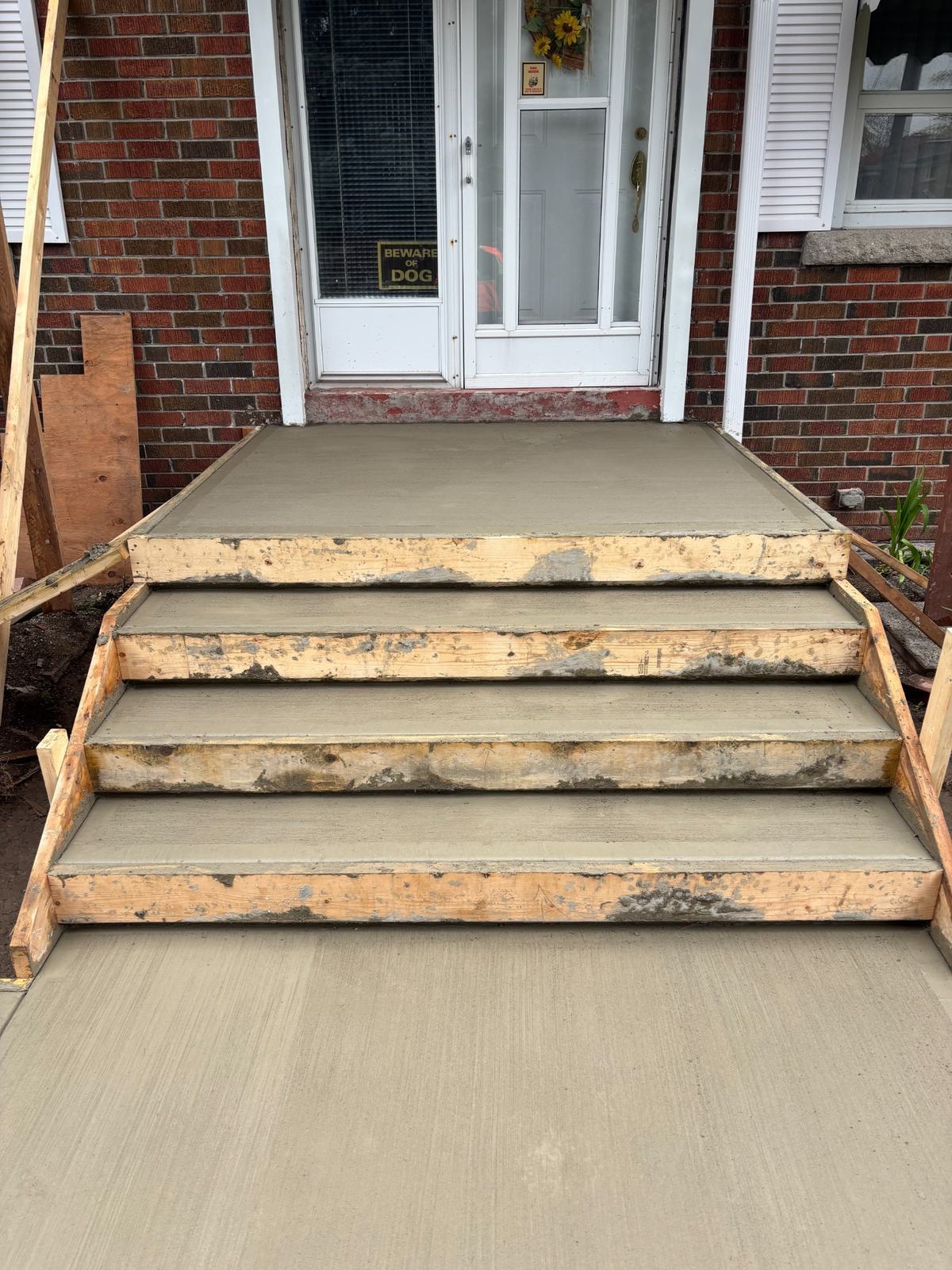 Concrete steps after pour front view