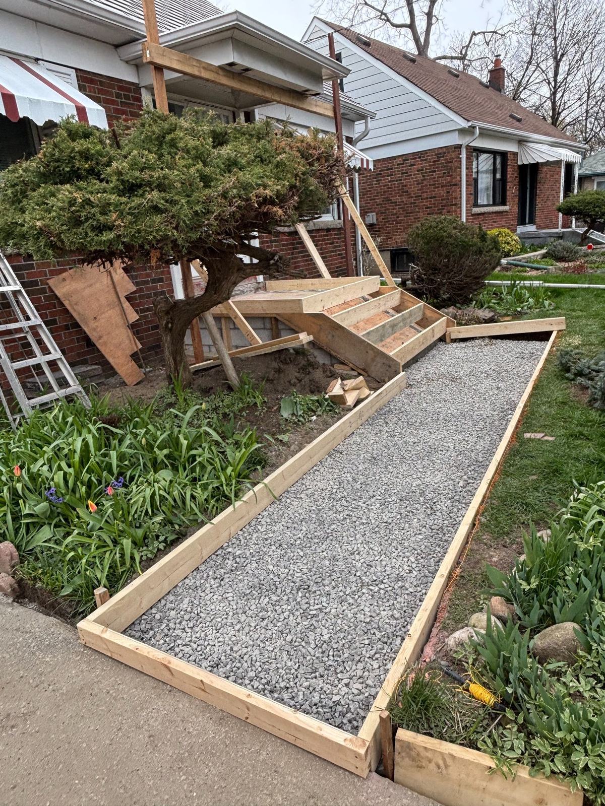 Walkway forming with temporary access